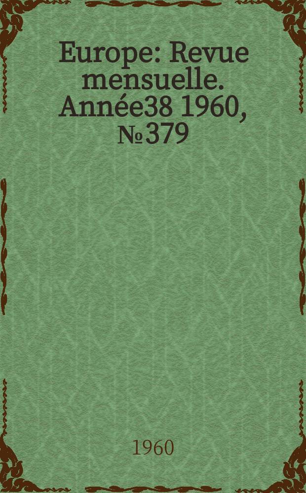 Europe : Revue mensuelle. Année38 1960, №379/380 : Tolstoi