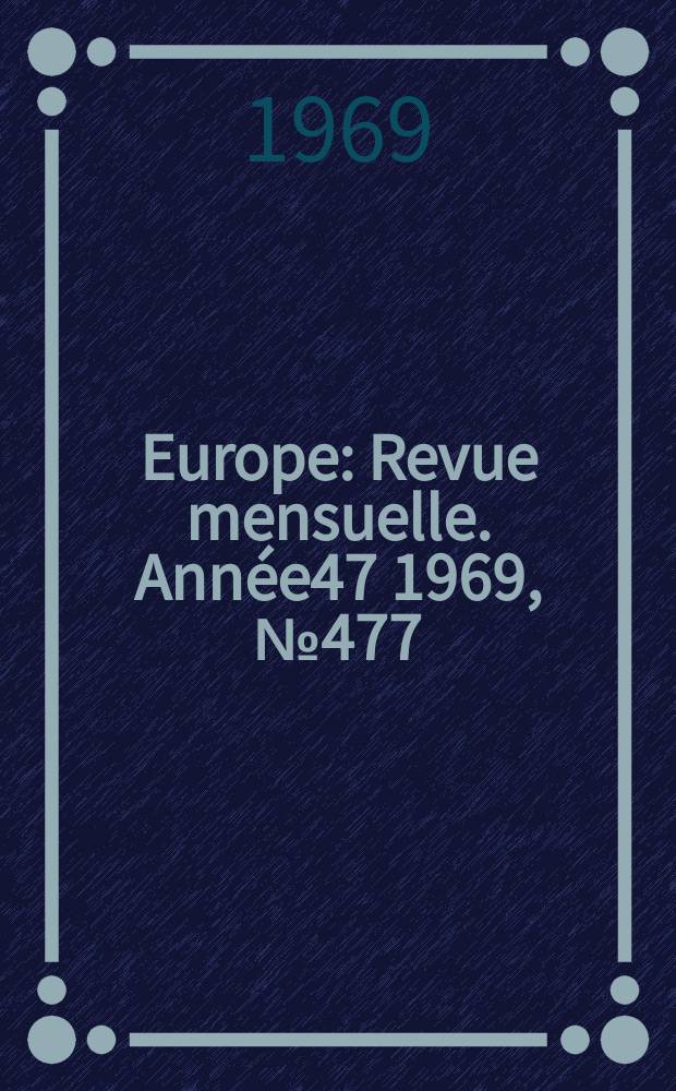 Europe : Revue mensuelle. Année47 1969, №477 : Henri Barbusse