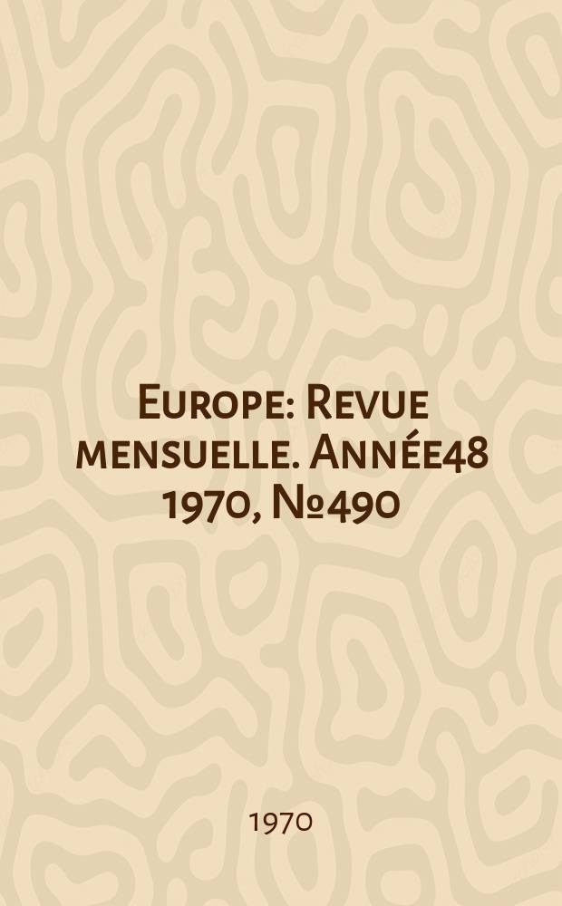 Europe : Revue mensuelle. Année48 1970, №490/491 : Alexander Dumas père