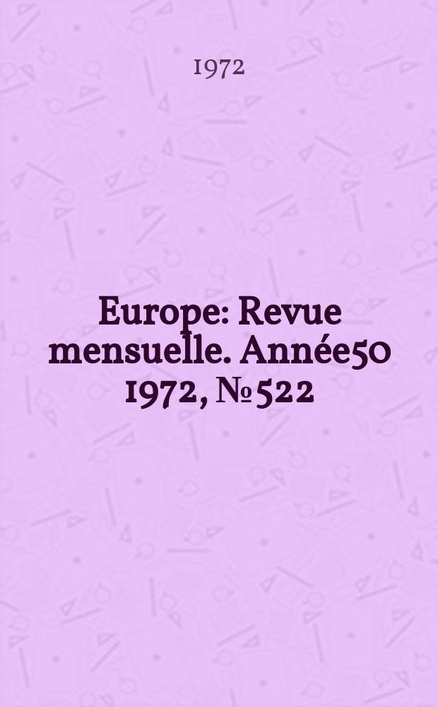 Europe : Revue mensuelle. Année50 1972, №522 : Sade