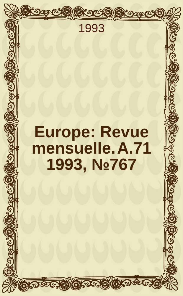 Europe : Revue mensuelle. A.71 1993, №767 : Boris Pasternak