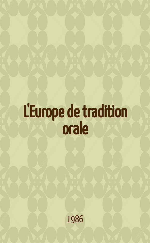 L'Europe de tradition orale