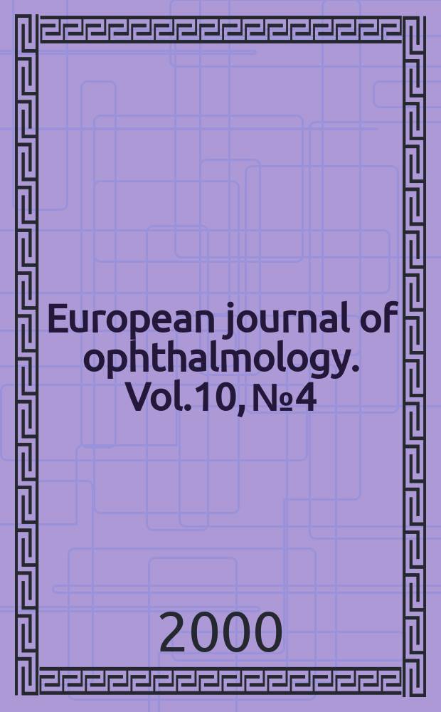European journal of ophthalmology. Vol.10, №4