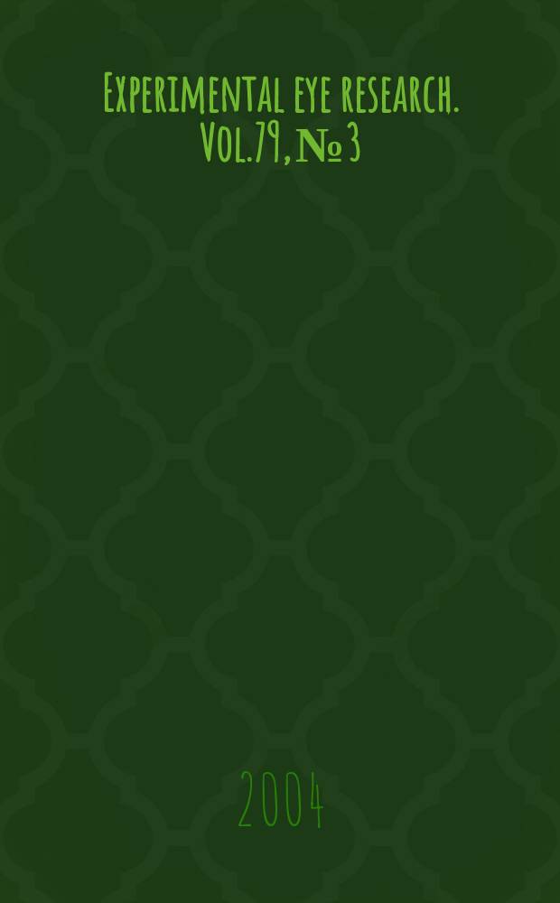 Experimental eye research. Vol.79, №3