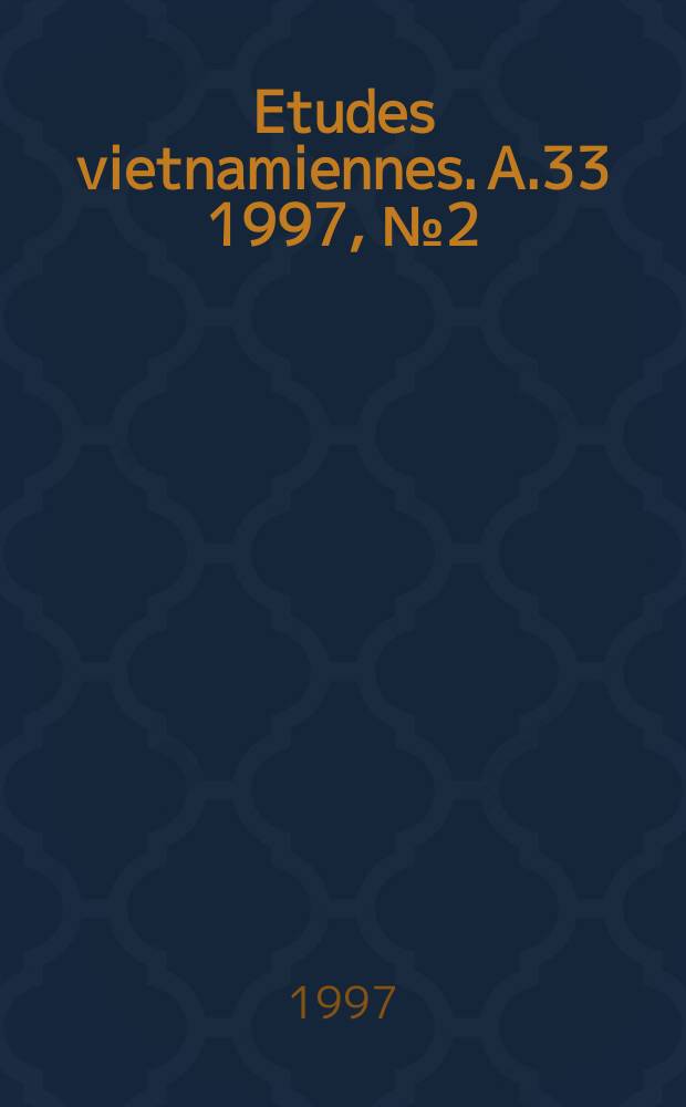 Etudes vietnamiennes. A.33 1997, №2(124)