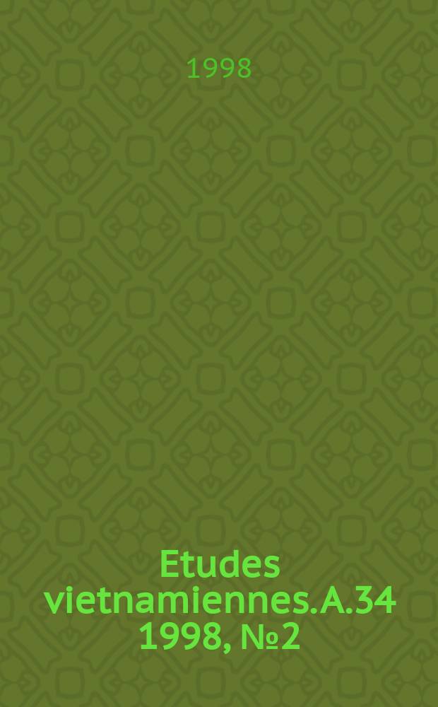 Etudes vietnamiennes. A.34 1998, №2(128)