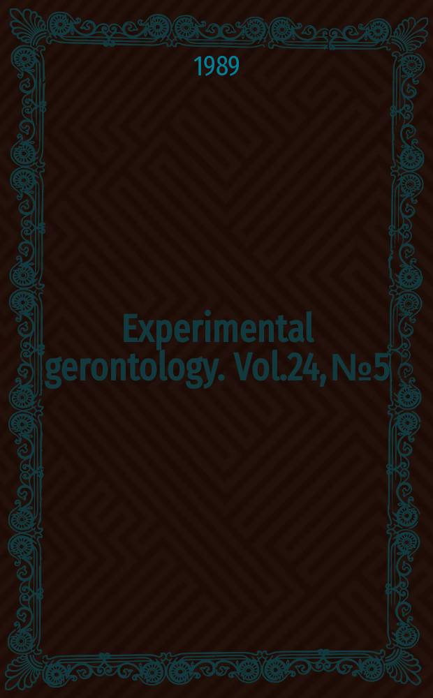 Experimental gerontology. Vol.24, №5/6 : Control of cell proliferation in senescent cells
