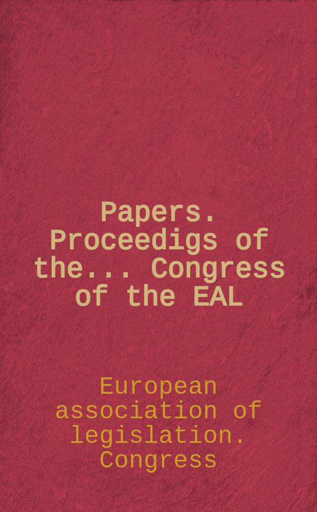 [Papers]. Proceedigs of the ... Congress of the EAL