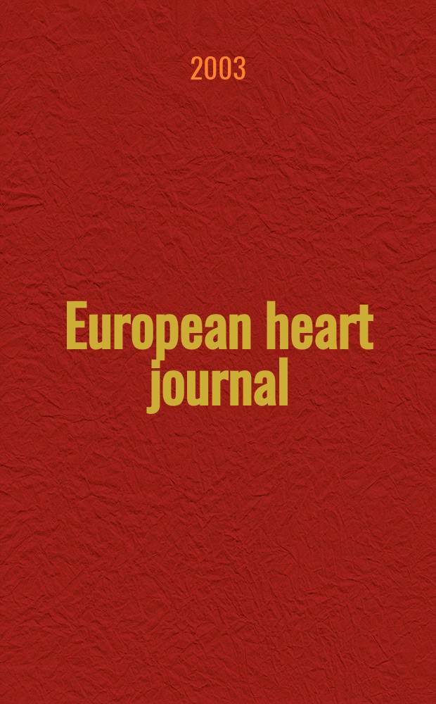 European heart journal : The j. of the Europ. soc. of cardiology. Vol.24, №13