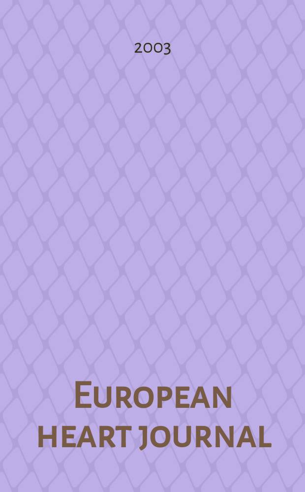 European heart journal : The j. of the Europ. soc. of cardiology. Vol.24, №21