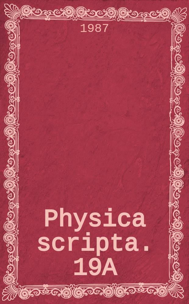 Physica scripta. 19A