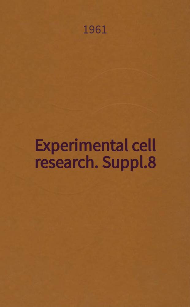 Experimental cell research. Suppl.8 : Cell movement and cell contact