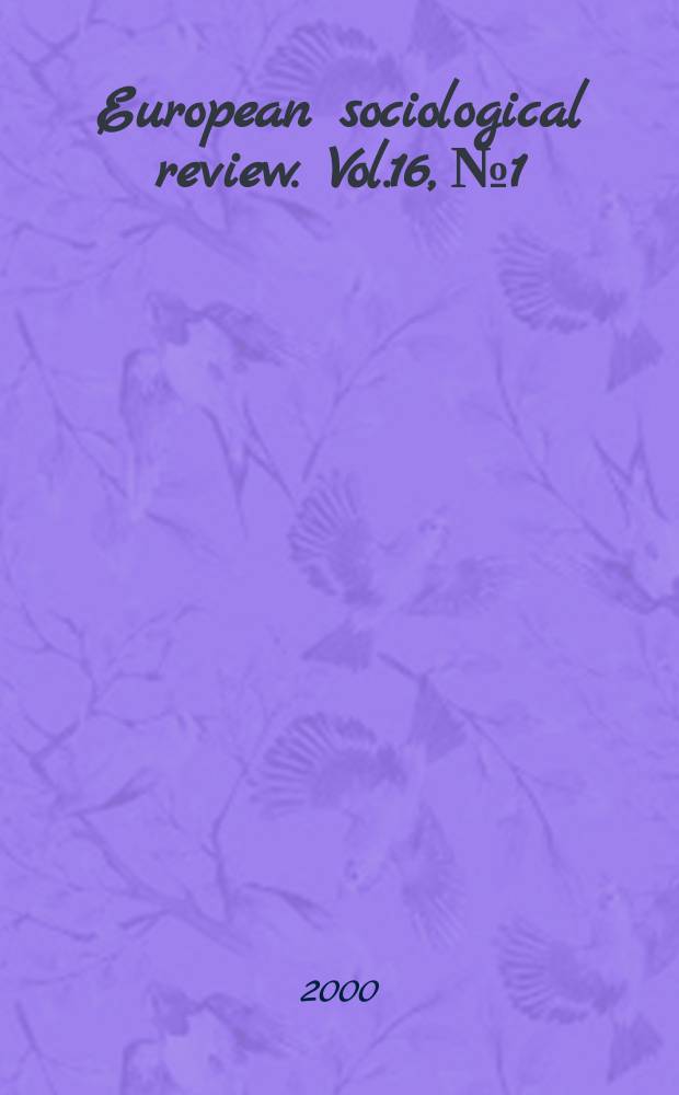 European sociological review. Vol.16, №1