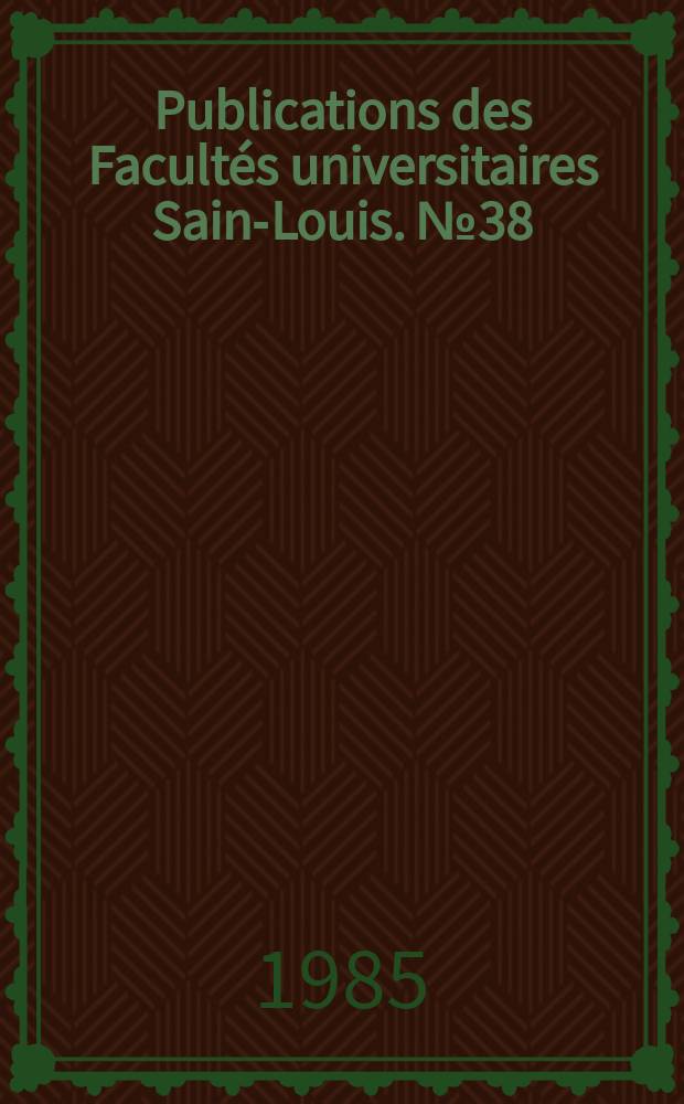 Publications des Facult&eacute;s universitaires Saint- Louis. №38 : Les origines de Rome