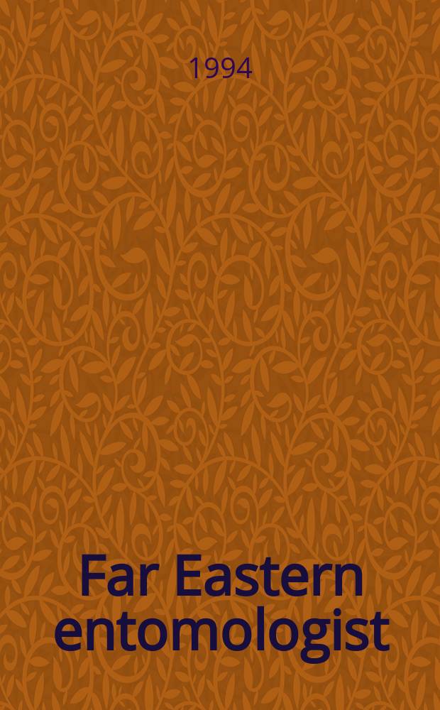 Far Eastern entomologist : J. publ. by Far East branch of the Russ. entomological soc. a. Lab. of entomology Inst. of biology a. pedology. №3 : Review of Orthoptera of Eastern Palearctica
