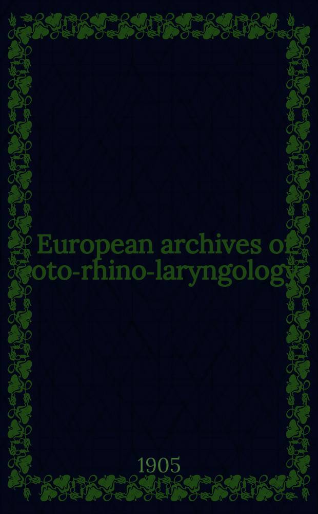 European archives of oto-rhino-laryngology : Offic. j. of the Europ. federation of oto-rhino-laryngological soc. (EUFOS) Affiliated with the German soc. for oto-rhino-laryngology-head a. neck surgery. Bd.65, H.3/4