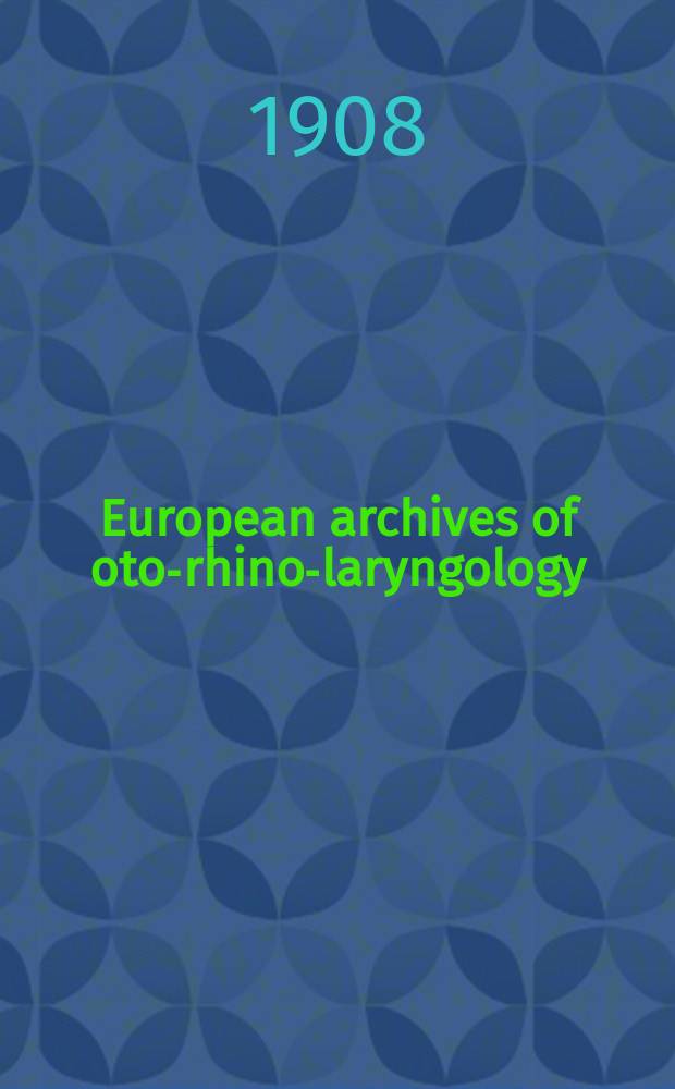 European archives of oto-rhino-laryngology : Offic. j. of the Europ. federation of oto-rhino-laryngological soc. (EUFOS) Affiliated with the German soc. for oto-rhino-laryngology-head a. neck surgery. Bd.77, H.1/2