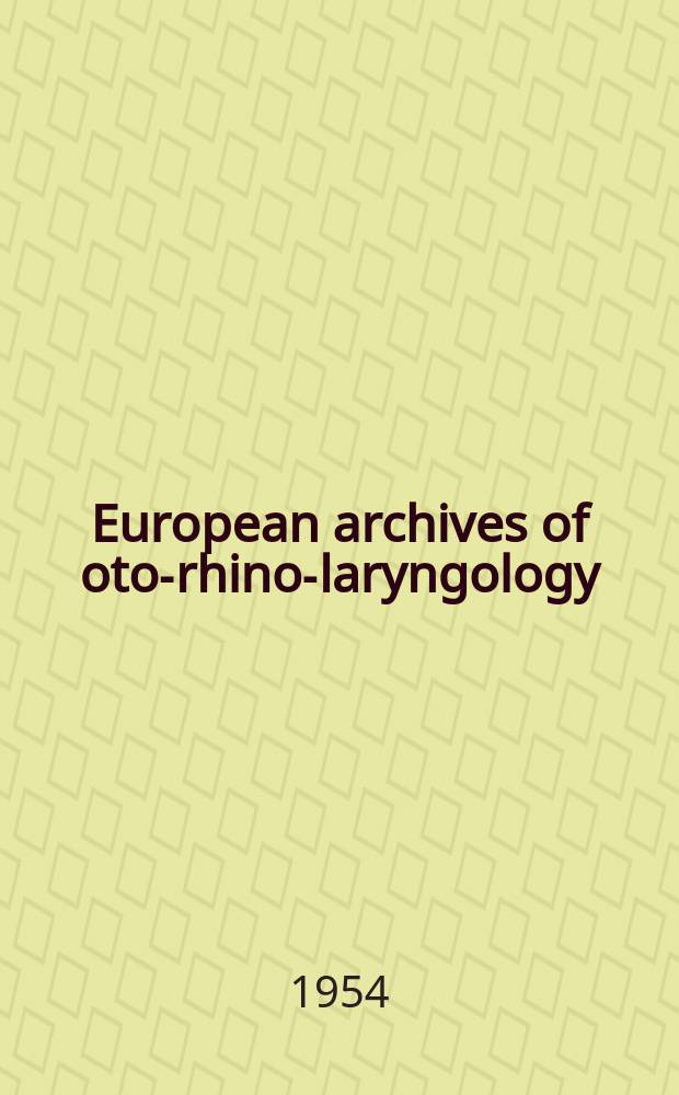 European archives of oto-rhino-laryngology : Offic. j. of the Europ. federation of oto-rhino-laryngological soc. (EUFOS) Affiliated with the German soc. for oto-rhino-laryngology-head a. neck surgery. Bd.165, H.1