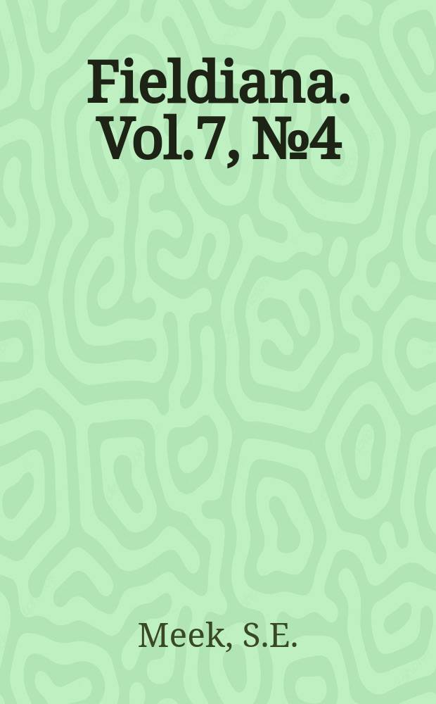 Fieldiana. Vol.7, №4 : Synopsis of the fishes of the Great Lakes of Nicaragua