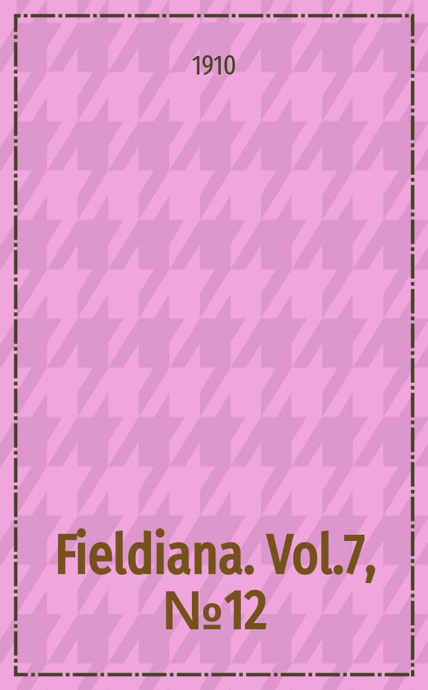 Fieldiana. Vol.7, №12 : Notes on batrachians and reptiles from the islands north of Venezuela
