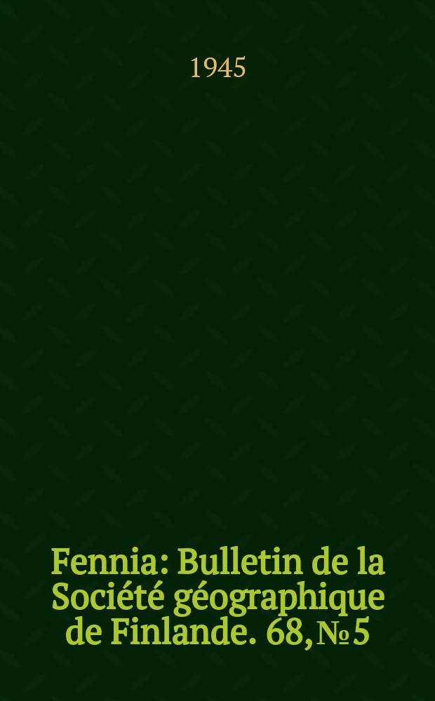 Fennia : Bulletin de la Société géographique de Finlande. 68, №5 : Kolsyrejämvikten i Baltiska havet