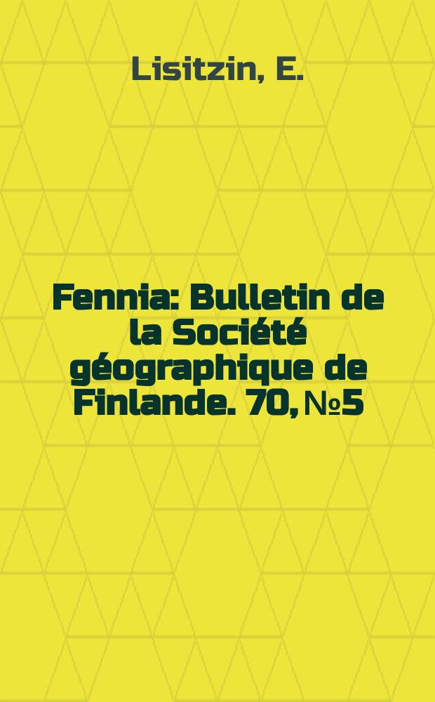 Fennia : Bulletin de la Soci&eacute;t&eacute; g&eacute;ographique de Finlande. 70, №5 : On the salinity in the northern part of the Baltic