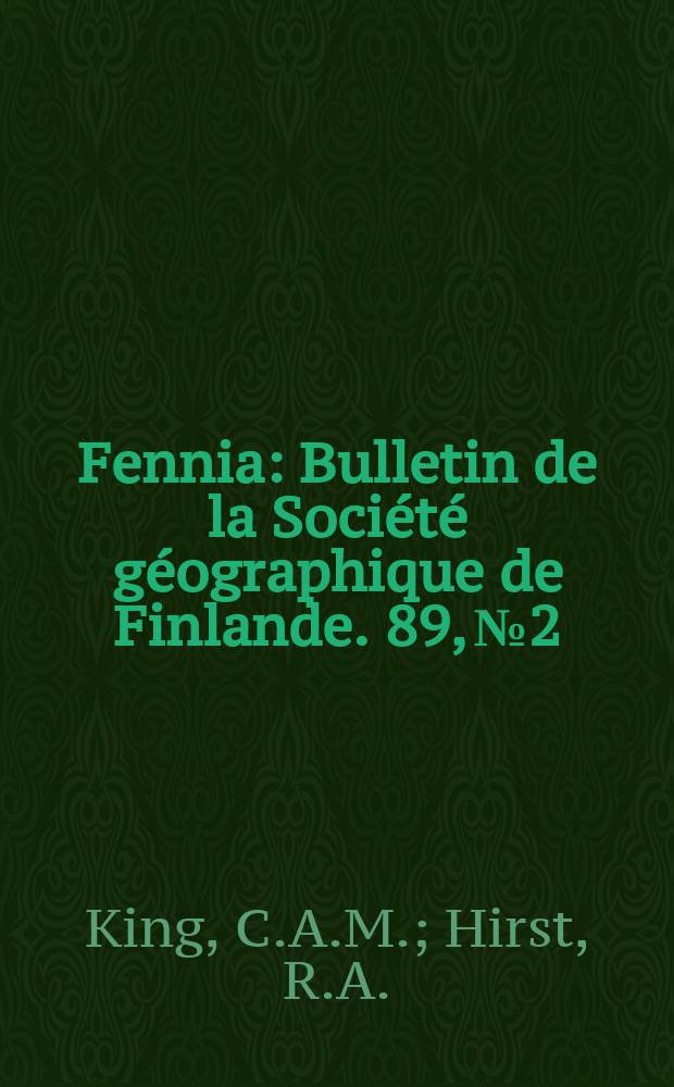 Fennia : Bulletin de la Soci&eacute;t&eacute; g&eacute;ographique de Finlande. 89, №2 : The boulder- fields of the &Aring;land Islands