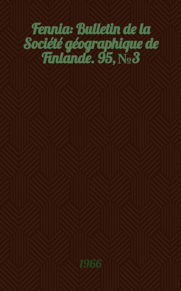 Fennia : Bulletin de la Société géographique de Finlande. 95, №3 : About the regression analysis in geographic research