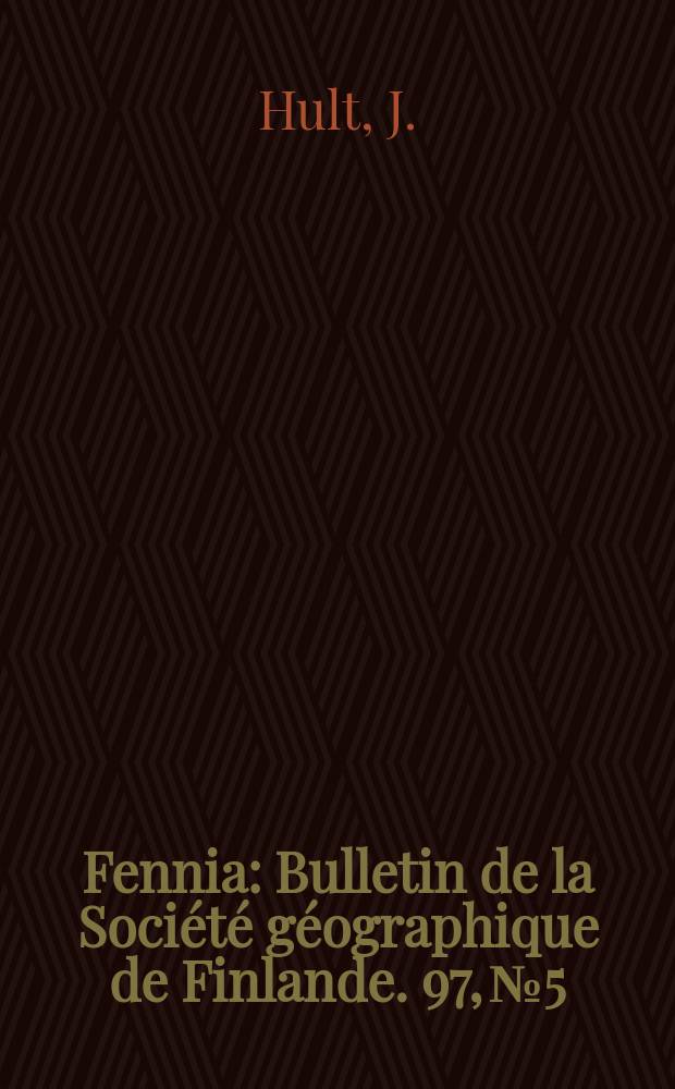 Fennia : Bulletin de la Société géographique de Finlande. 97, №5 : Some aspects of the shore formations on lake Lylykkäänjärvi, Finland