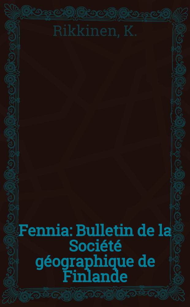 Fennia : Bulletin de la Société géographique de Finlande : Markov chain analysis of interprovincial ...