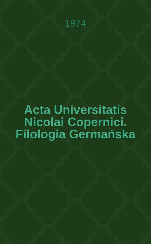 Acta Universitatis Nicolai Copernici. Filologia Germańska