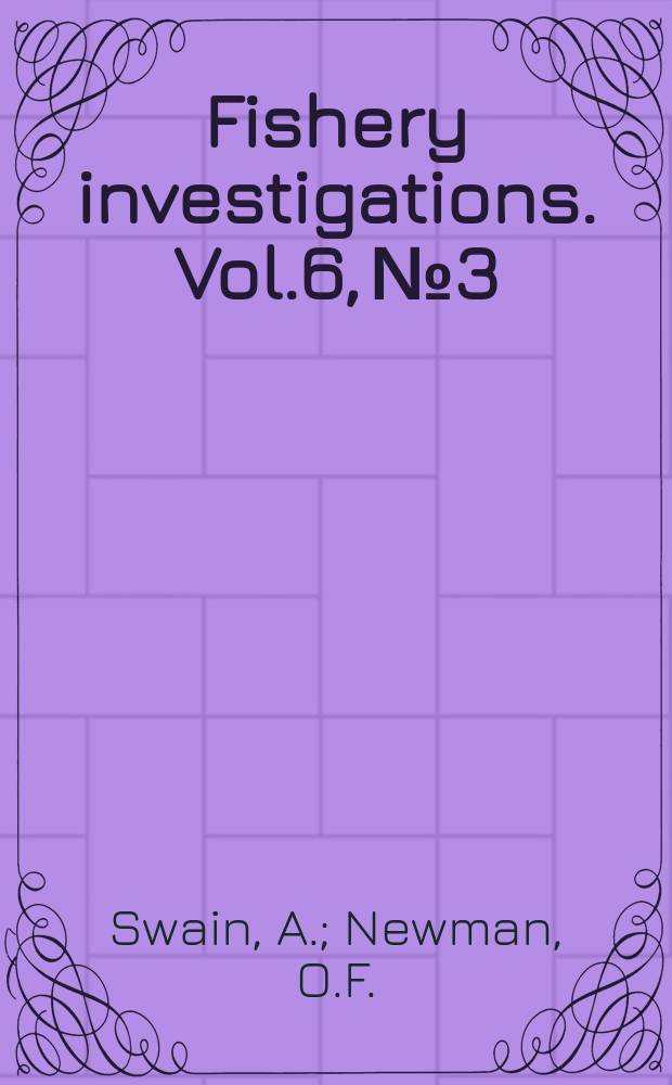 Fishery investigations. Vol.6, №3 : Hydrographical survey of the River Tyne