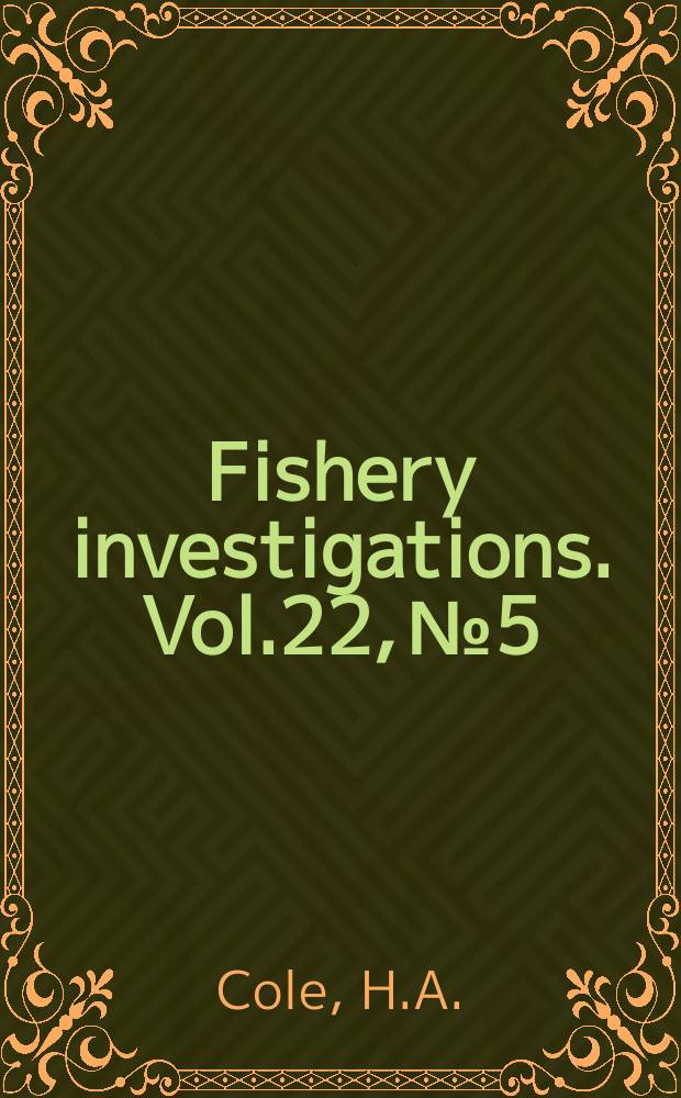 Fishery investigations. Vol.22, №5 : Notes on the biology of the common prawn Palaemon serratus (Pennant)