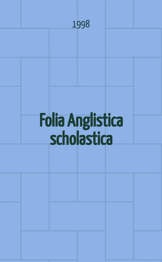 Folia Anglistica scholastica : English department: work in progress