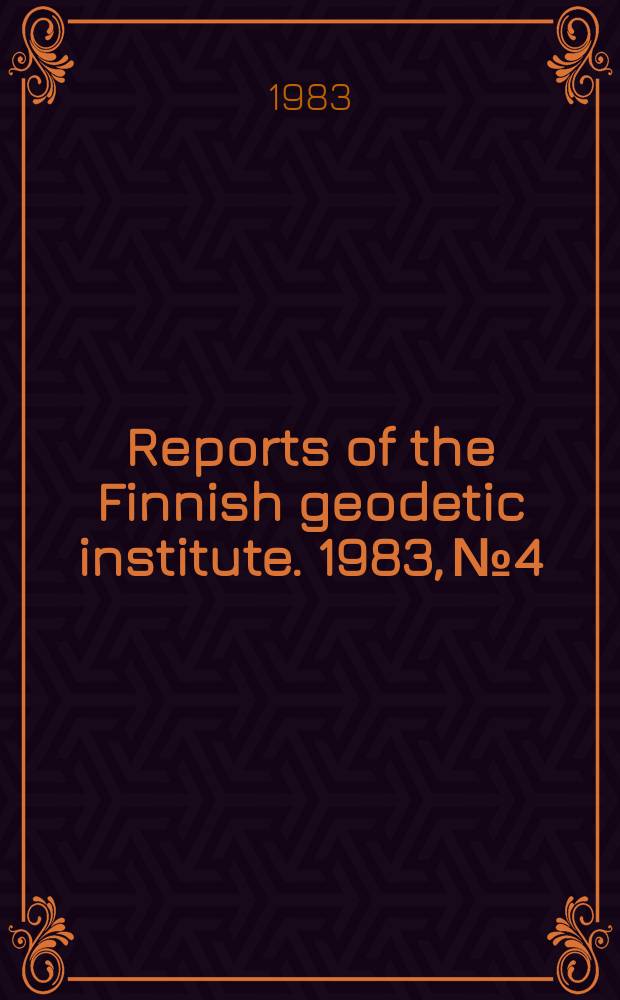 Reports of the Finnish geodetic institute. 1983, №4 : A new SEASAT altimetric geoid for the Baltic
