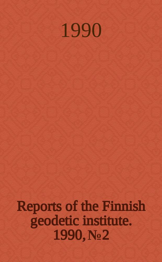Reports of the Finnish geodetic institute. 1990, №2 : Methods for the regional gravity ...
