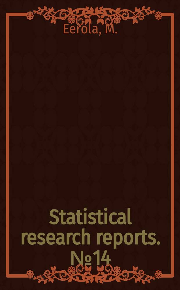 Statistical research reports. №14 : On predictive causality in the statistical ...