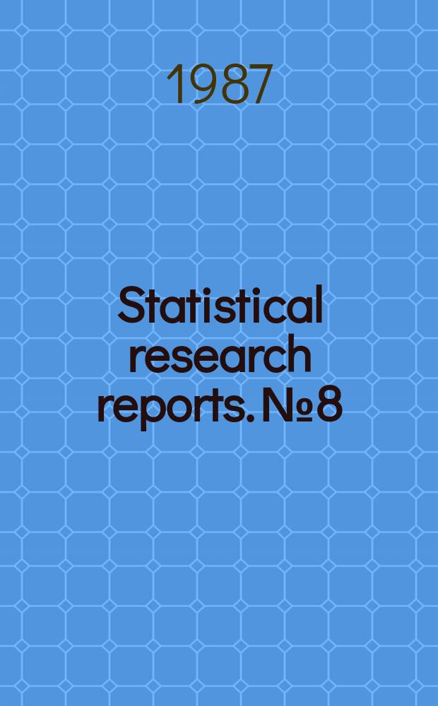 Statistical research reports. №8 : Models for categorical data with errors ...