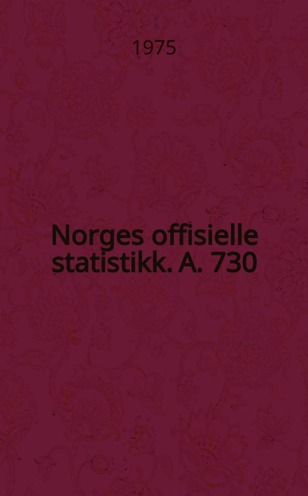 Norges offisielle statistikk. A. 730 : Boligstatistikk