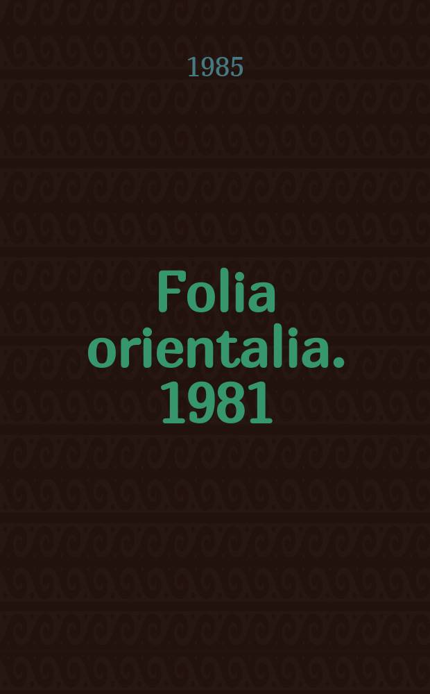 Folia orientalia. 1981/1984, Vol.22 : Iranica
