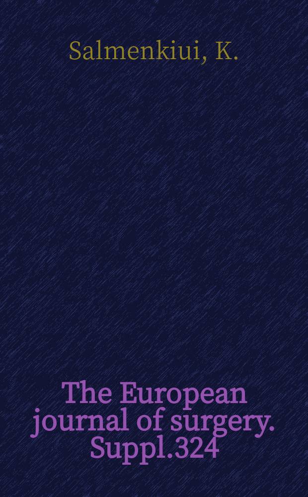 The European journal of surgery. Suppl.324 : Cholesterosis of the gall-bladder