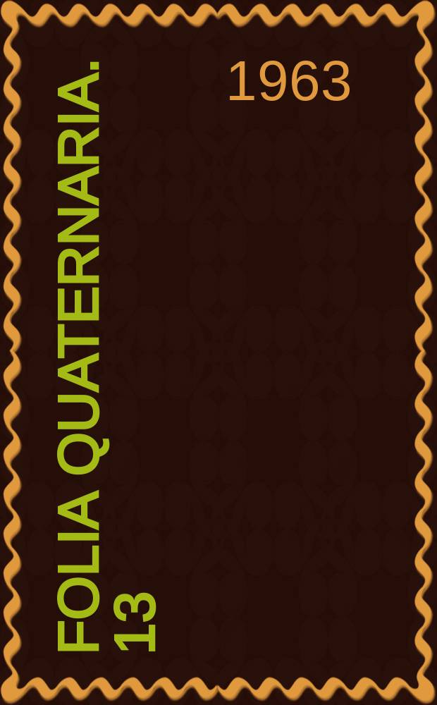 Folia quaternaria. 13 : Szczątki Canidae z plejstocenu Polski