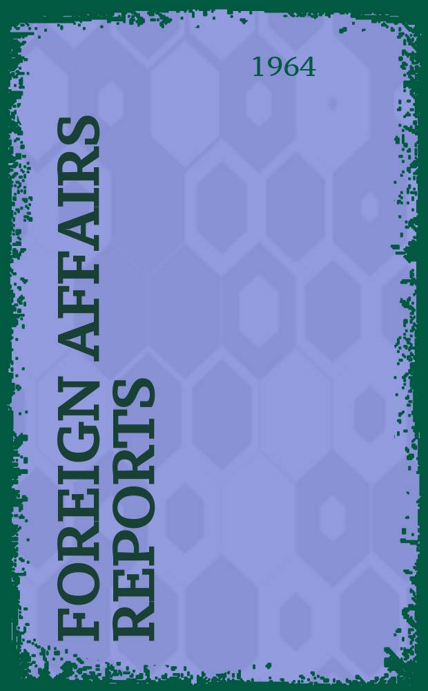 Foreign affairs reports : Publ. by the Indian council of world affairs. Vol.13, №1 : Power and politicos in the Indian Ocean. Recent trends in Indo-Nepalese relations