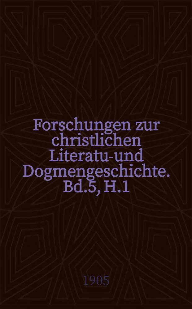 Forschungen zur christlichen Literatur- und Dogmengeschichte. Bd.5, H.1 : Die Elemente der Erbsünde nach Augustin und der Frühscholastik