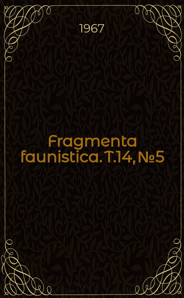 Fragmenta faunistica. T.14, №5 : Materiały do ichtiofauny Strwiąża (dopływ Dniestru) ze szczególnym uwzględnieniem Gobio gobio (L.) i Gobitis (Sabanejewia) aurata (F.I.)