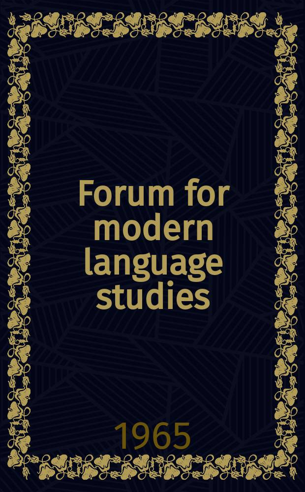 Forum for modern language studies : Publ. by the Univ. of St. Andrews