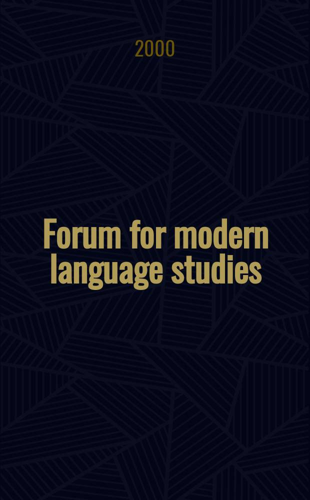 Forum for modern language studies : Publ. by the Univ. of St. Andrews. Vol.36, Указатель