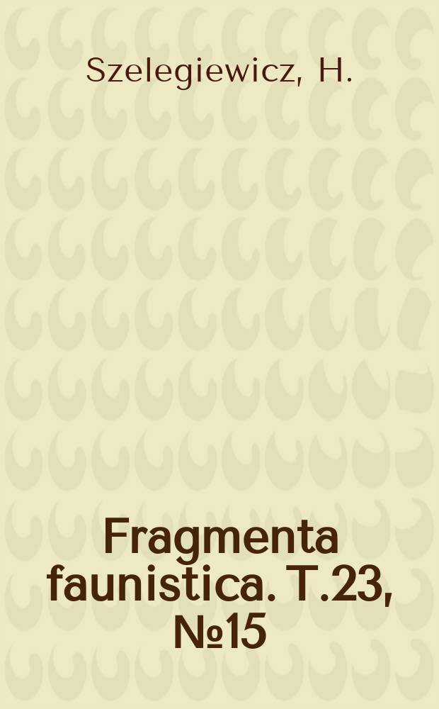 Fragmenta faunistica. T.23, №15 : On a small collection of ...