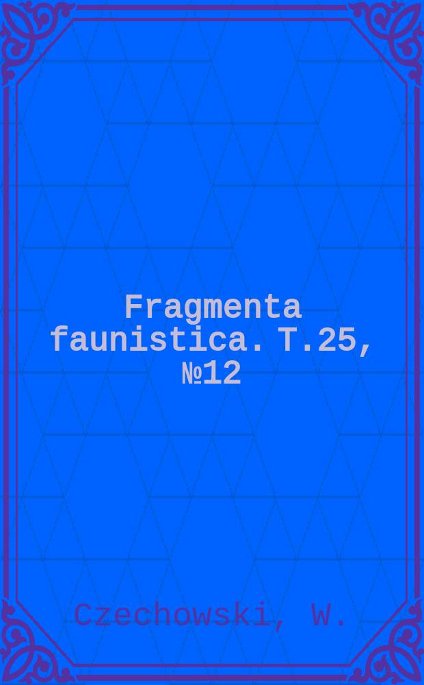 Fragmenta faunistica. T.25, №12 : Influence of the manner of managing park ....