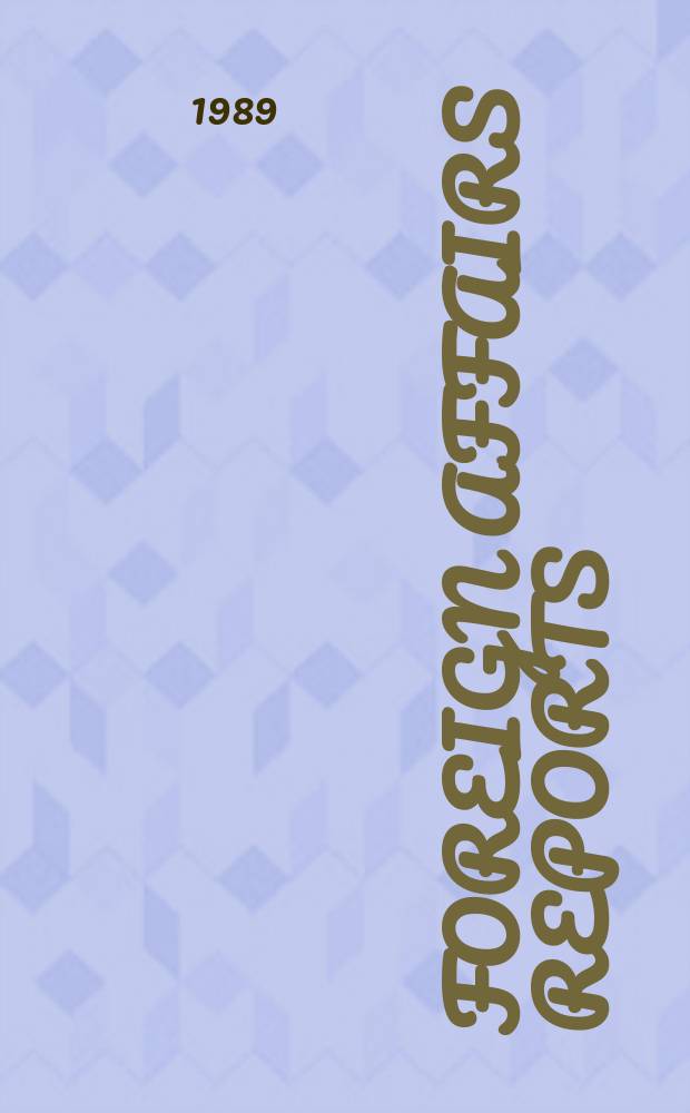 Foreign affairs reports : Publ. by the Indian council of world affairs. Vol.38, №6 : Quest for peace and...